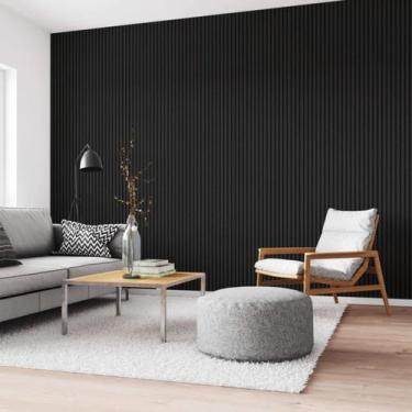 Imagem de Painel Ripado Acústico Madeira Natural Preto 270x32cm - Ikara, 270x32c