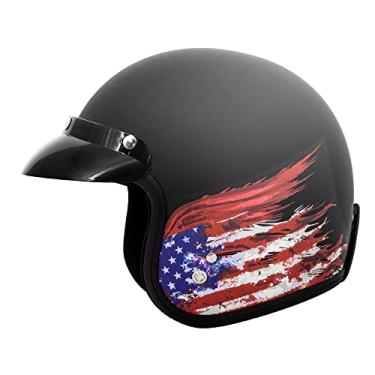 Imagem de VCAN Capacete De Motocicleta Aberto V85C 3/4 Aprovado Pela Dot (Bandeira Preta Fosca, Médio)