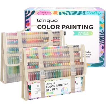 Imagem de Joyask Canetas de gel para colorir, pacote com 168 canetas coloridas para papel preto e papel branco, canetas de ponta fina de 0,6 mm para colorir, escrever, desenhar, diário, anotações, escritório