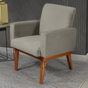 Imagem de Poltrona Madeira Maciça Veludo Luxe Olm Berlim - Bege