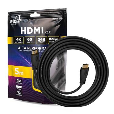 Imagem de Cabo HDMI 2.0 4K High Speed 60Hz 5 Metros HD4K50 ELG