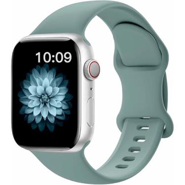 Imagem de Pulseiras de silicone compatíveis com Apple Watch séries 10, 9, 8, SE, 7, 6, 5, 4, 3, 2 e 3 de 38 mm, 40 mm, 41 mm, 42 mm, 45 mm, 46 mm, 49 mm, ultra e mais