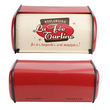 Imagem de lyrlody Lixeira Anti -skid Metal Com Tampa, Caixa de Armazenamento de Pão de Grande Capacidade, Design Requintado, Adequado para Uso Doméstico, Inclui Bloqueador de Poeira (Vermelho)