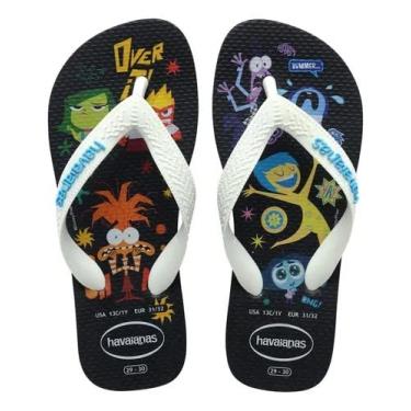 Imagem de Chinelo Havaianas Top Divertidamente -Alegria-Nojinho-Ansiedade-Tristeza-Raiva-Medo - Cor Preto Tamanho 29-30