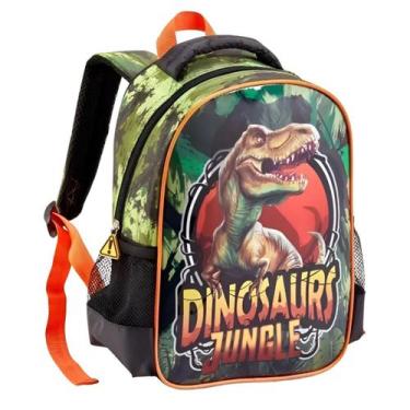Imagem de Mochila Costas Dinossauro Jungle Escolar Menino Infantil Denlex, Laran