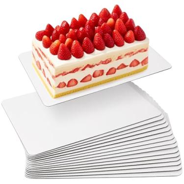 Imagem de zandfelo 15 tábuas de bolo brancas retangulares de 35 x 24 cm, bloco de bolo à prova de gordura, folhas resistentes para bolo de creme retangular, pizza ou sobremesas