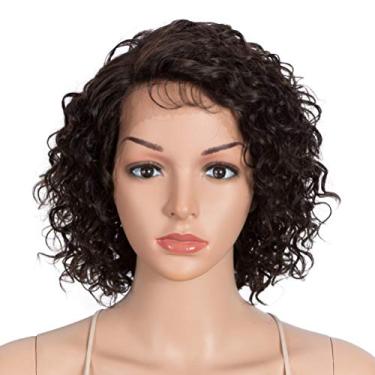 Imagem de Style Icon Perucas afro de cabelo humano de 25,4 cm, perucas curtas encaracoladas para mulheres negras perucas com parte frontal (25,4 cm, 2)