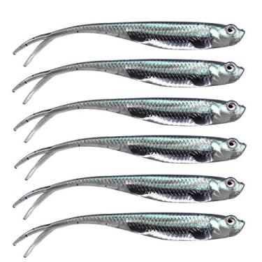 Imagem de QualyQualy Iscas de pesca macias Jerk Shad Minnow Drop Shot Lure Bait Shad Isca Shad Isca macia Jerkbait para Bass Trout Pike Walleye Crappie 10 cm, 6 peças