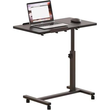 Imagem de JXINONT Mesa sobre a cama com rodas carrinho inclinável para sofá para laptop bandeja hospitalar mesa médica sobre cama (preto)