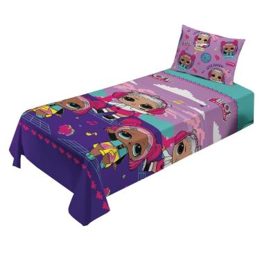 Imagem de Jogo de Cama Infantil Lepper Lol Solteiro 2 Peças Microfibra Roxo