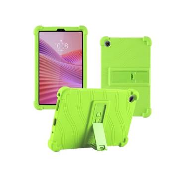 Imagem de Capa para tablet Android Lenovo Tab One 2025 TB305FU de 8,7 polegadas, capa protetora de borracha leve à prova de choque, capa protetora ajustável de silicone macio para crianças, verde