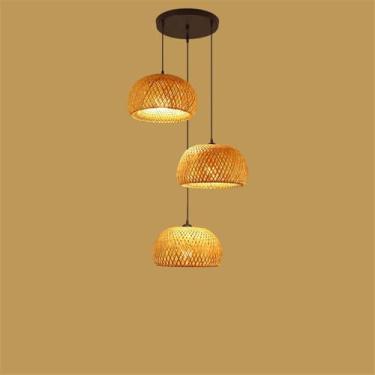 Imagem de OUFULA Contemporâneo Bambu Tecelagem Restaurantes Lâmpada Pingente LED Criatividade Personalizada Balcão Bar Café Quarto Estudo Sala de Chá Escada Luz (Estilo 5)