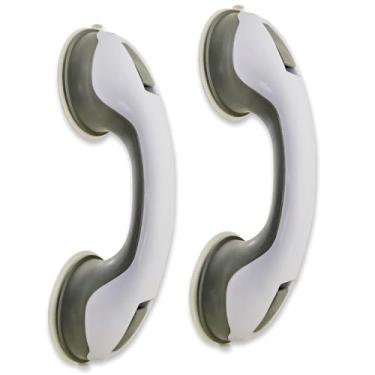 Imagem de Pacote com 2 barras de apoio para chuveiro e banheira - barra de apoio de chuveiro com sucção resistente para idosos e idosos - Alça de segurança com ventosa de 30 cm, corrimãos removíveis para