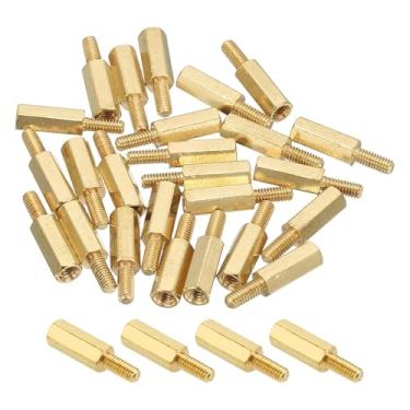 Imagem de PATIKIL Suporte hexagonal de latão M2.5, 25 peças PCB parafusos espaçadores de placa-mãe para drone quadricóptero computador construir projetos eletrônicos placa de circuito, ouro (M2,5 x 10 mm + 6 mm