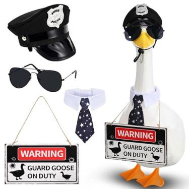 Imagem de JcHrmers Roupas de ganso policial 58 cm de cimento chapéu de polícia gravata de madeira para decoração de quintal e pátio (polícia)