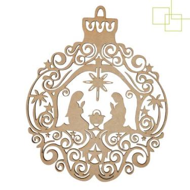 Imagem de Quadro Decorativo Mandala Enfeites de Natal Parede em MDF 37x28,5 cm -