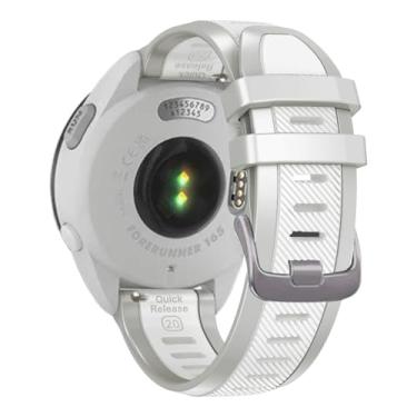 Imagem de Pulseira de relógio para Garmin Forerunner 165/55/245/645, Vivoactive 5/3, Vivomove Style/Luxe/HR/Sport - Pulseira de substituição de silicone macio de liberação rápida de 20 mm (branca/cinza)