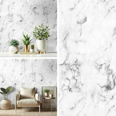 Imagem de Papel de Parede Autocolante Adesivo Marmorizado Texturizado Mármore 10 Metros (Mármore Calacata)