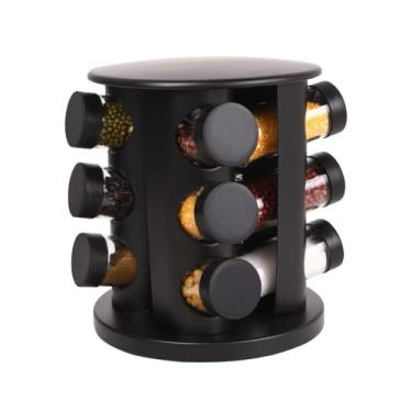 Imagem de Porta Temperos Giratório, 12 Potes, Preto