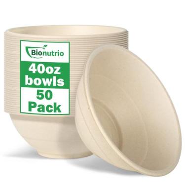 Imagem de Taças de papel descartáveis Bionutrio 40oz 100% compostáveis x50