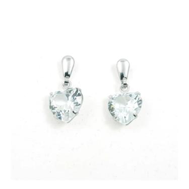 Imagem de Brinco Coração De Zirconia Aço Inox Hipoalérgico c/ Garantia