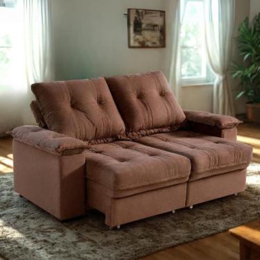 Imagem de Sofá 3 Lugares Retrátil e Reclinável Nivus Veludo Marrom 180cm - Bom P