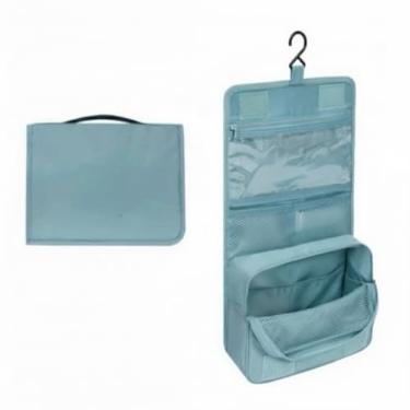 Imagem de Nécessaire Organizadora de Viagem Premium, Azul Claro, Unissex – 9 Divisórias, 24x19x8cm – Impermeável com Gancho e Alça (Ideal para Cosméticos e Acessórios)