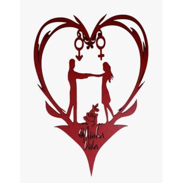 Imagem de Coração Ele+Ela Minha Vida - Ser Pop é Top, Preto