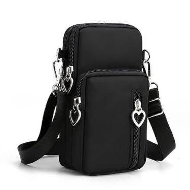 Imagem de Bolsa tiracolo espaçosa bolsa de ombro para celular para iPhone 16 15 Pro Max Samsung Galaxy S25 S24 Ultra A16 A36 A15 A35, preta