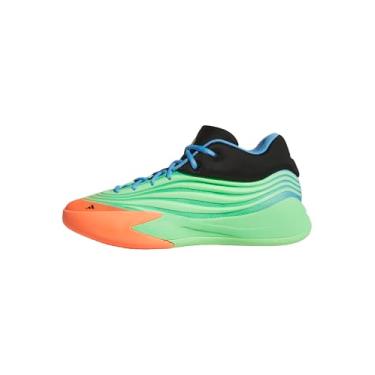 Imagem de adidas Tênis feminino de basquete Dame X, Lime Burst/Signal Coral/Blue Burst, 13 Women/12 Men