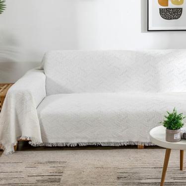 Imagem de 5JJJLOOOPP Capa de sofá estilo multicapa, cobertor de colo, cobertor de ombro, branco, cinza, estampa quadriculada, pode ser usada o ano todo, simples, elegante, natural (cor 6, 180 x 230 cm)