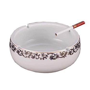 Imagem de Cinzeiros para cigarros Azul e Branco Cerâmica Europeia Retro Sala de Estar Cinzeiro Boutique Grande Prático Cinzeiro de Cerâmica Elegante Personalidade Criativa Escritório Cinzeiro Redondo Decoração