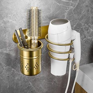 Imagem de Kit de acessórios de banho Suporte de toalheiro de ouro escovado leve de luxo, barra de toalheiro de banheiro dourada, conjunto de acessórios de banheiro de aço inoxidável sem perfuração, montado na