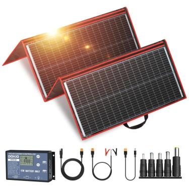 Imagem de Kit Painel Solar, dobrável, monocristalino, com controlador de carregador, 300W, 12V, 1 unidade, DOKIO, Preto