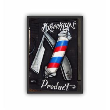 Imagem de Quadro Decorativo Barbearia Pole Navalha - Genérica, 33x24