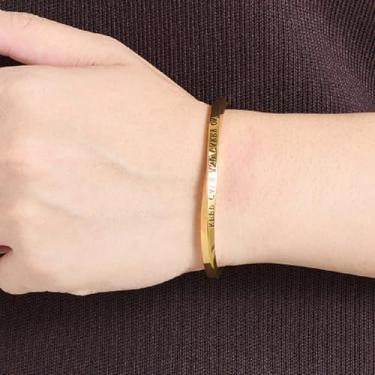Imagem de Pulseira masculina lisa com frase positiva banhada a prata/ouro/preto, minimalista, joia ajustável, One Size, Aço inoxidável, Sem Pedra Preciosa