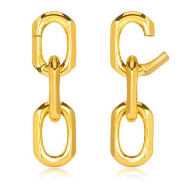 Imagem de DOEARKO 2 peças de calibres de orelha de aço inoxidável com elos de corrente para orelhas esticadas, lóbulos, tampões de ouvido, bijuteria corporal, 5mm, Aço inoxidável, Sem Pedra Preciosa