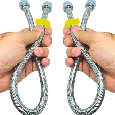 Imagem de 2X Rabicho Engate Tubo Mangueira Mangote Flexível Metal Inox