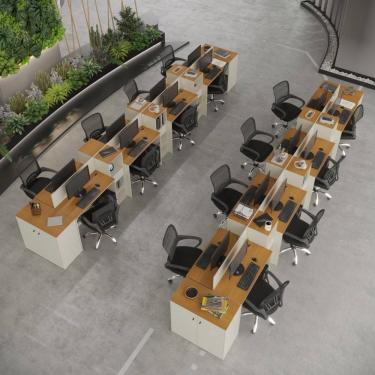 Imagem de Estação De Trabalho 16 Lugares Office Tech 16 Mesas 12 Armár - Off White E Cedro Off White E Cedro