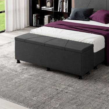 Imagem de Baú Sapateira Estofada Casal King Size 195 Cm Júpiter Veludo Skybox Preto