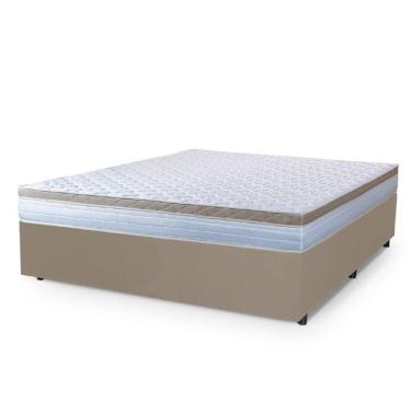 Imagem de Cama Box Casal King Colchão Com Molas Ensacadas 193x203x60cm Dunas Branco/bege Hellen
