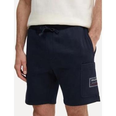 Imagem de Bermuda Tommy Hilfiger Moletom Masculina Flag Logo Badge Azul Marinho-Masculino