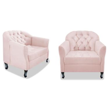 Imagem de Kit 02 Poltrona Julia A02 Suede Doce Sonho Móveis Cor Rosê