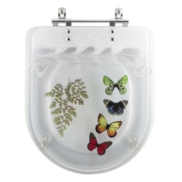 Imagem de Tampa De Vaso Acrílico Decorado Nexo Transparente Para Roca