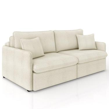Imagem de Sofá Cama Retrátil Para Sala De Estar 254cm Una K01 Bouclê Bege Lyam Decor