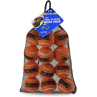 Imagem de PetSport Bola de tênis laranja para cães | Pacote com 12 bolas pequenas (4,6 cm) de feltro e borracha seguras para animais de estimação com bolsa de transporte | Brinque para buscar, lançar, mandrilar