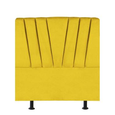 Imagem de Cabeceira Estofada Bélgica 90cm Solteiro Para Cama Colchão Box Quarto Corino Amarelo - Aurora Line