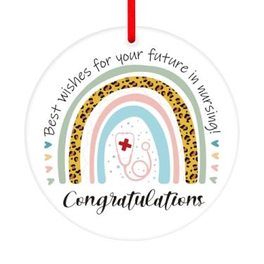 Imagem de Presente de formatura de enfermagem de parabéns – Ornamento de presente de formatura para enfermeira recém-formada de 2025 para seus melhores desejos para o seu futuro em enfermagem