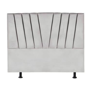 Imagem de Cabeceira Estofada Cama Casal Queen Size 160 Cm Ariel Veludo Cinza Claro