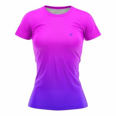 Imagem de Camisa Feminina Academia Blusa Fitness Caminhada Treino Manga Curta Degrade-Feminino